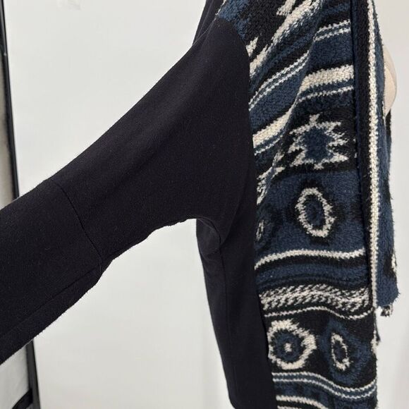 Anthropologie Dolan blue and black southwestern knit open front Aztec cardigan j - Picture 6 of 14